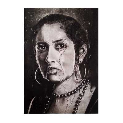 نقاشی سیاه قلم طرح باران مدل 1018