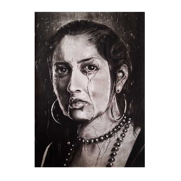 نقاشی سیاه قلم طرح باران مدل 1018