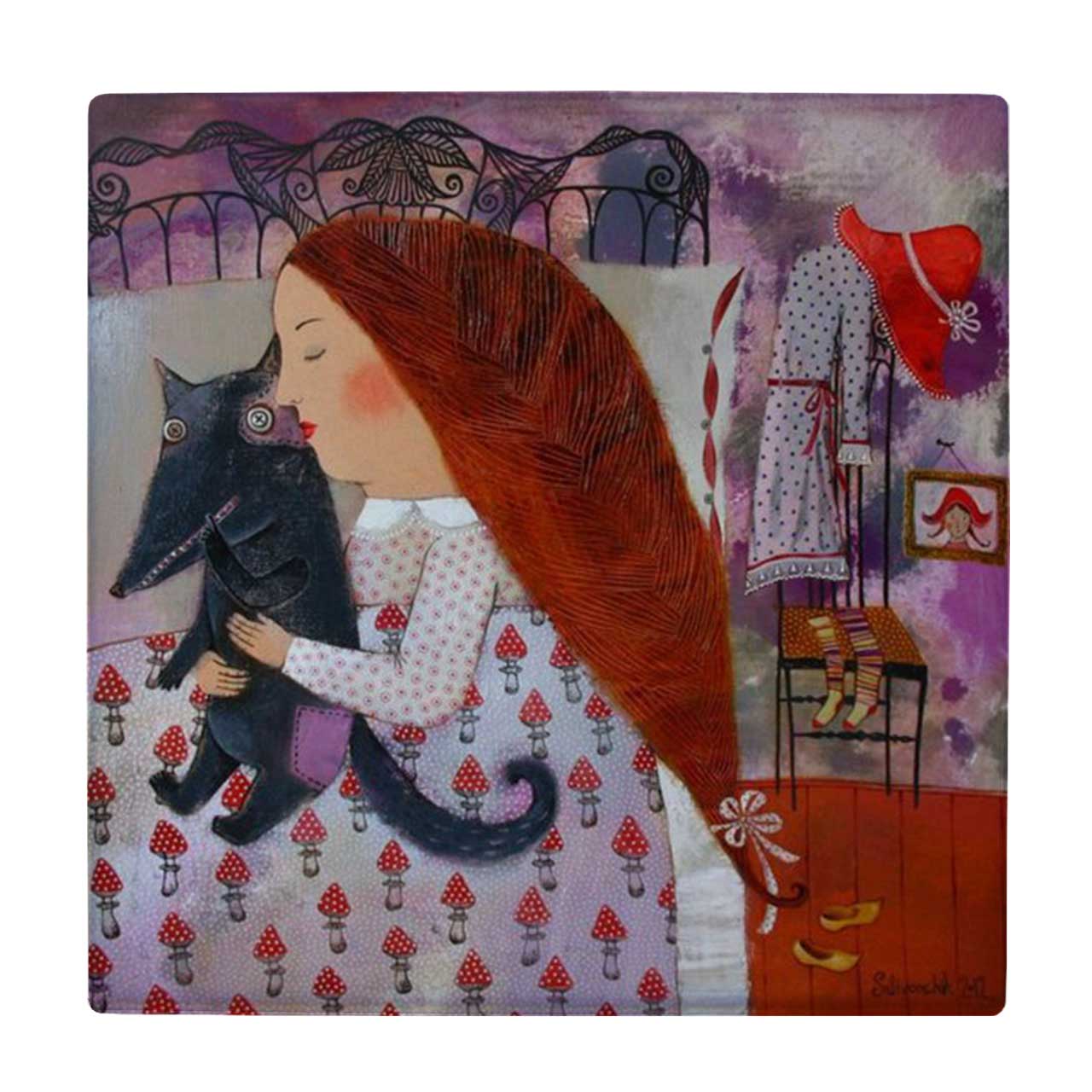 کاشی طرح دختر و گرگ کد wk1190