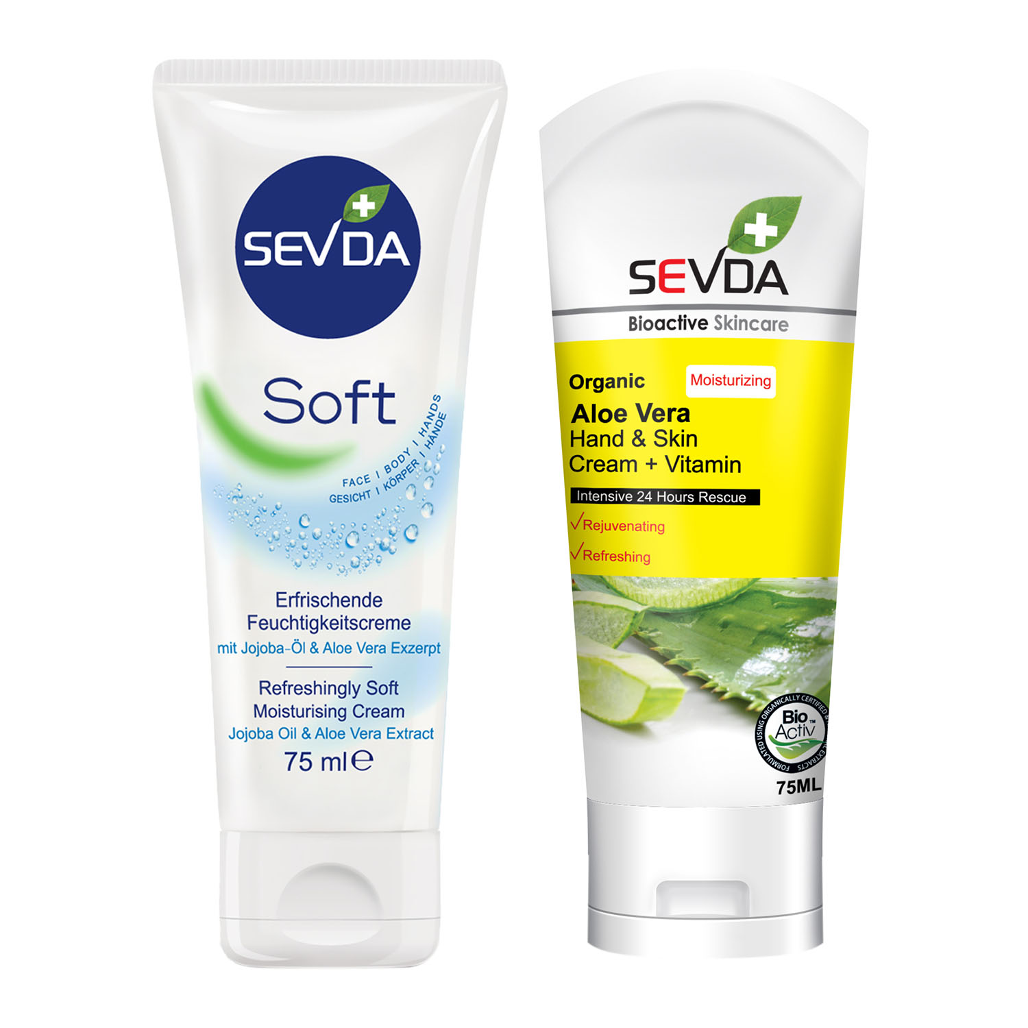 کرم مرطوب کننده سودا مدل آلوئه ورا و سافت حجم 75 میلی لیتر مجموعه 2 عددی