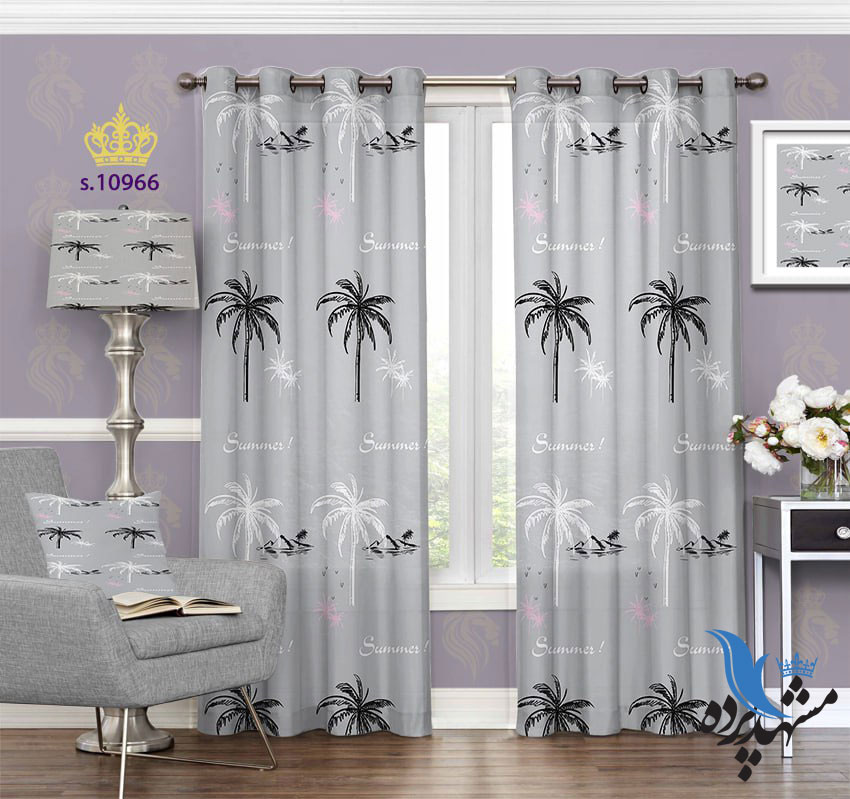پرده پانچ فانتزی طرح نخل S10966