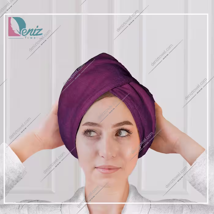 حوله سر طرح ساده مدل کلاه پیچ رنگ بنفش
