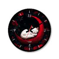 ساعت دیواری کوچک راویتا طرح گربه و رز کد 3661