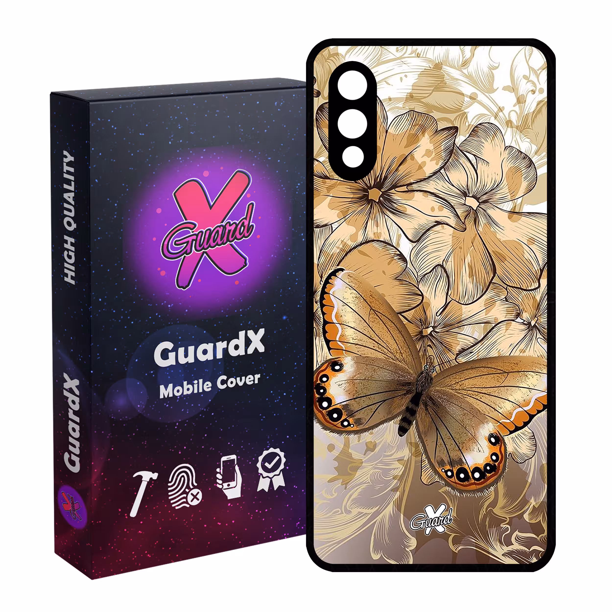 کاور گارد ایکس طرح پروانه مدل Glass10272 مناسب برای گوشی موبایل سامسونگ Galaxy A02 / M02
