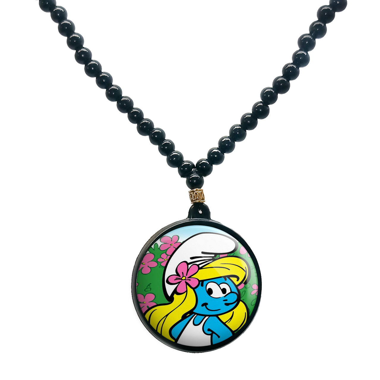 گردنبند پرمانه طرح اسمورف کد pmd.10521 مدل دو طرفه