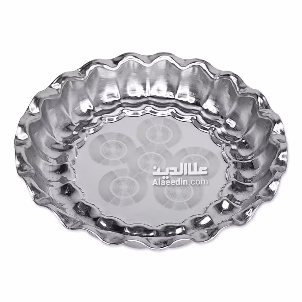 سینی استیل گرد لب کنگره‌ای با قطر 12 سانتی‌متر