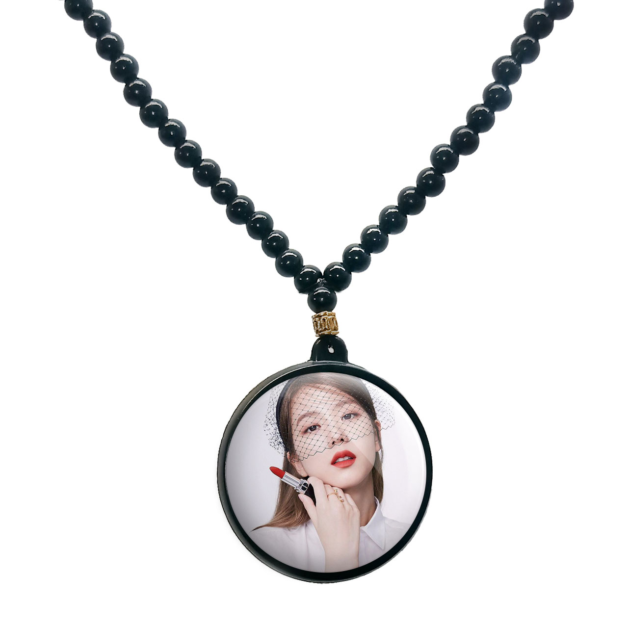 گردنبند پرمانه طرح بلک پینک کد pmd.18025 مدل دو طرفه