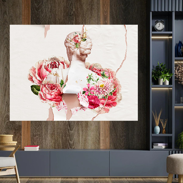 تابلو شاسی مدل مجسمه و گل | دنیای قاب