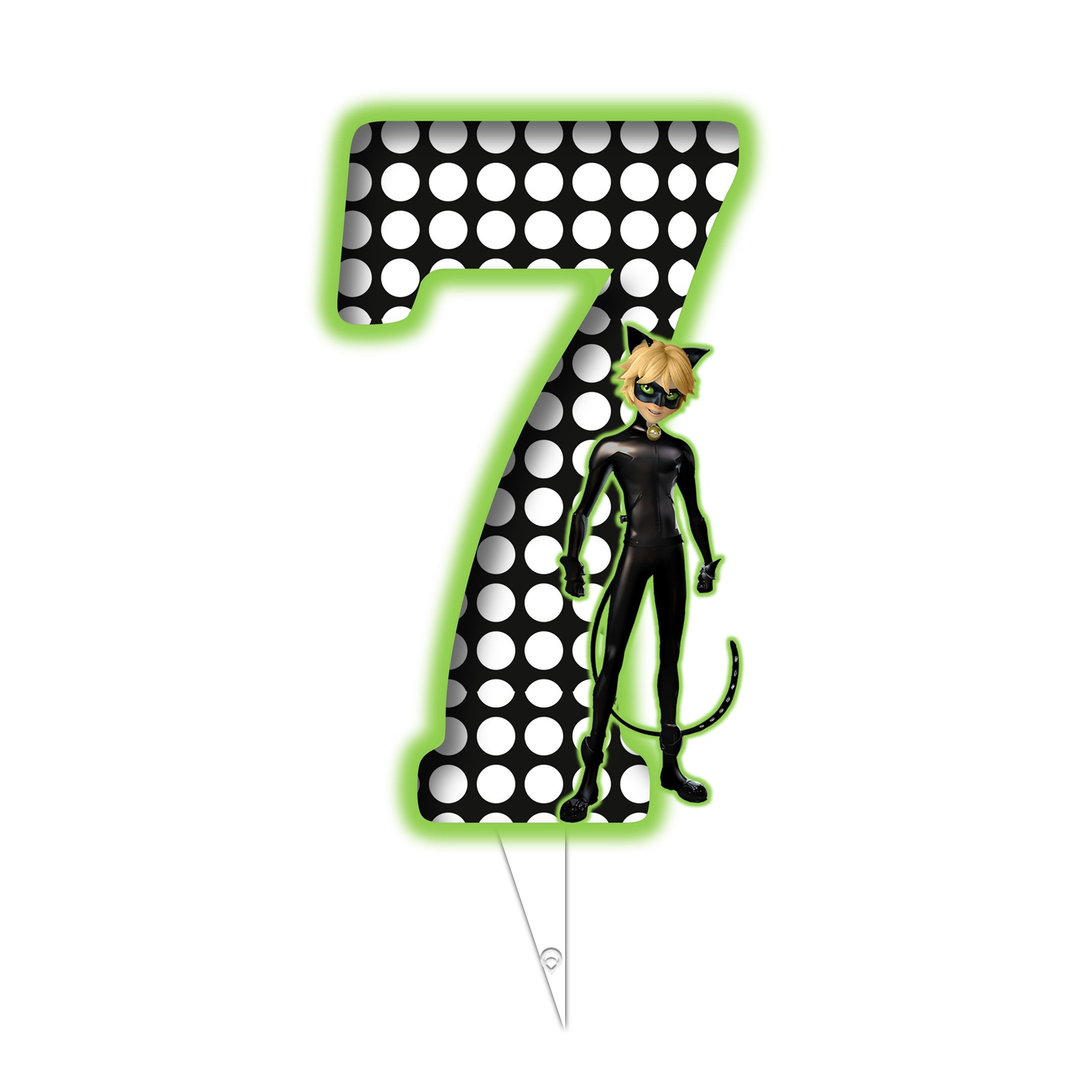 تاپر تولد طرح عدد 7 مدل پسر گربه ای میراکلس