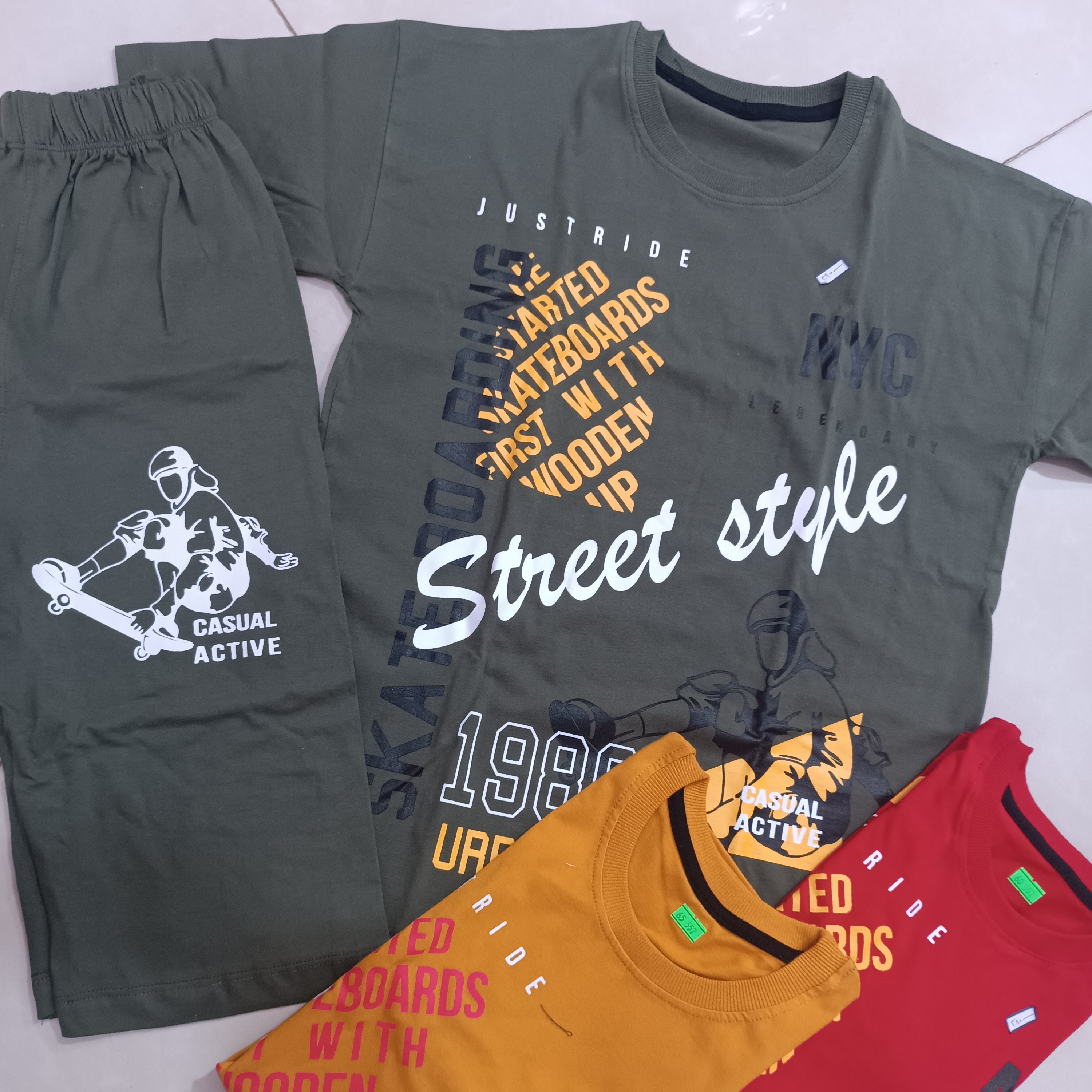 تیشرت شلوارک پسرانه شیک سایز 60و65قواره دار