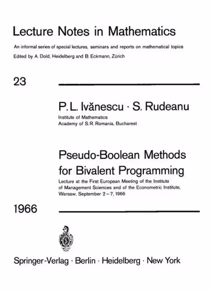 خرید و دانلود نسخه کامل کتاب Pseudo-Boolean Methods for Bivalent Programming