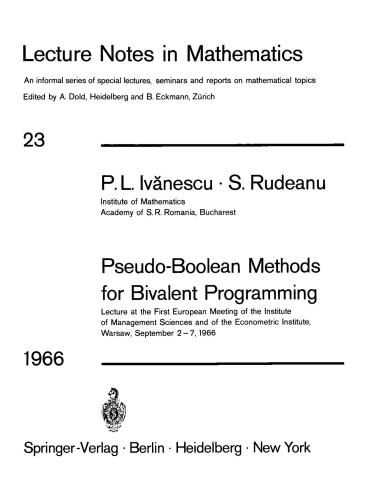 خرید و دانلود نسخه کامل کتاب Pseudo-Boolean Methods for Bivalent Programming