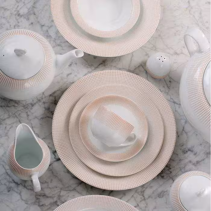 سرویس غذاخوری 102 پارچه چینی زرین ایران سری ایتالیا اف مدل مریدین