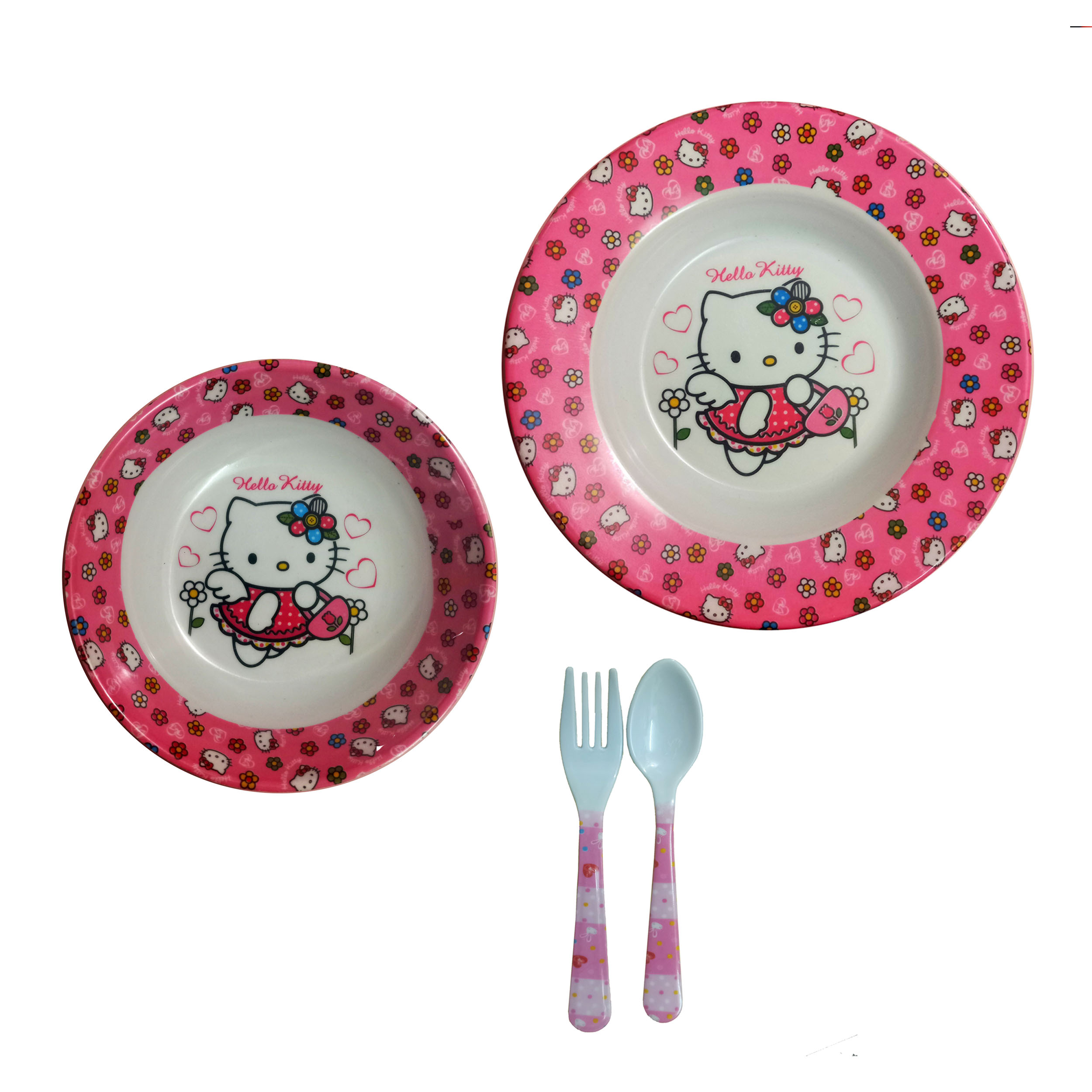 ست غذاخوری 4 تکه کودک مدل hello kitty