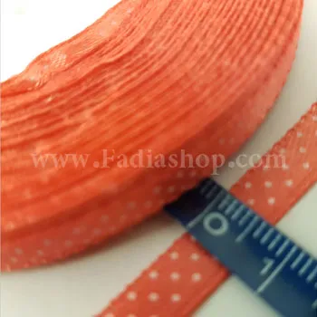 روبان 7 ساتن خالدار قرمز روشن