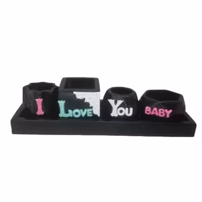 گلدان دکوری مدل I love you baby مجموعه 5 عددی