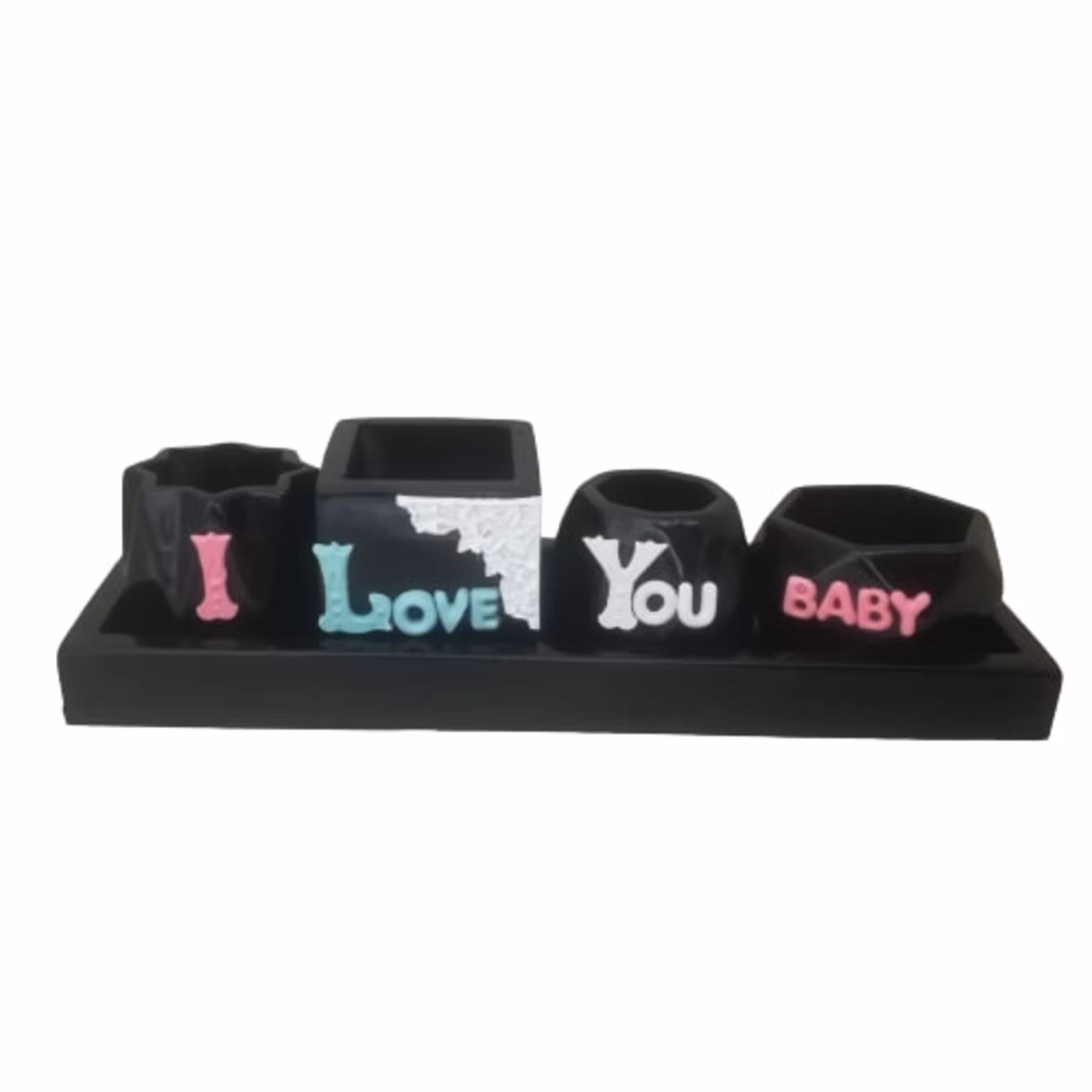 گلدان دکوری مدل I love you baby مجموعه 5 عددی