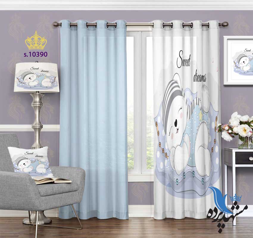 پرده پانچ کودکانه طرح خرس خواب آلو S10390