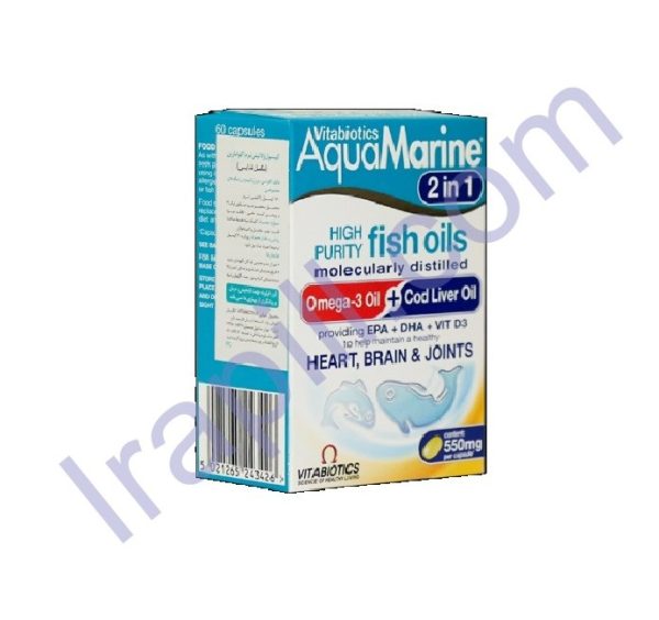 کپسول آکوامارین ویتابیوتیکس حاوی روغن ماهی 60 عددی