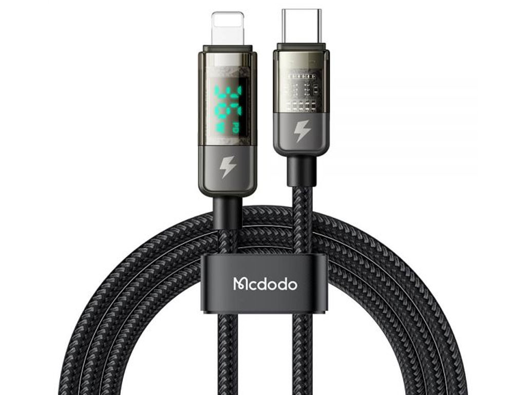 کابل شارژ هوشمند تایپ سی به لایتنینگ 36 واتی 1.8 متر مک دودو MCDODO Digital Pro Auto Power Off Lightning Data Cable CA-3601