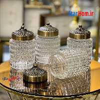 بانکه درب پیچی زنبوری درجه یک شیشه ای 4 تایی