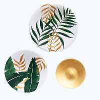 بشقاب دیوارکوب سفالی طرح هاوایی مجموعه 3عددی