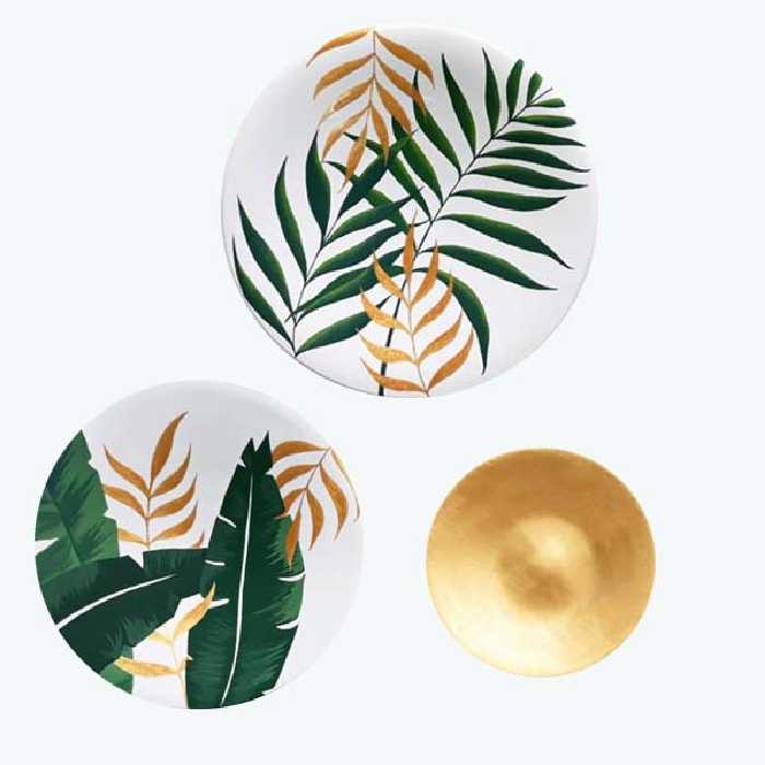 بشقاب دیوارکوب سفالی طرح هاوایی مجموعه 3عددی