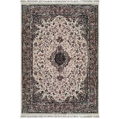 فرش ماشینی زمرد مشهد مدل CRM001 زمینه کرم