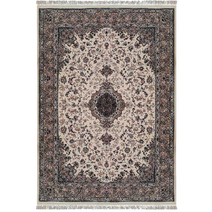 فرش ماشینی زمرد مشهد مدل CRM001 زمینه کرم