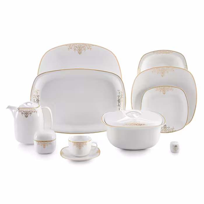 سرویس غذاخوری 98 پارچه چینی زرین ایران سری کواترو مدل مونت کارلو درجه عالی