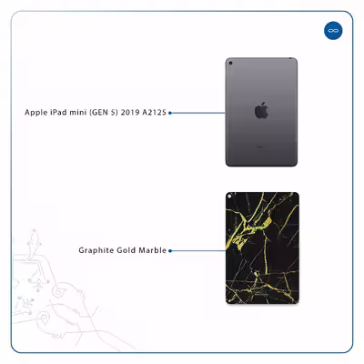 برچسب پوششی ماهوت مدل Graphite-Gold-Marble مناسب برای تبلت اپل iPad mini (GEN 5) 2019 A2125