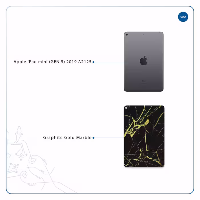 برچسب پوششی ماهوت مدل Graphite-Gold-Marble مناسب برای تبلت اپل iPad mini (GEN 5) 2019 A2125