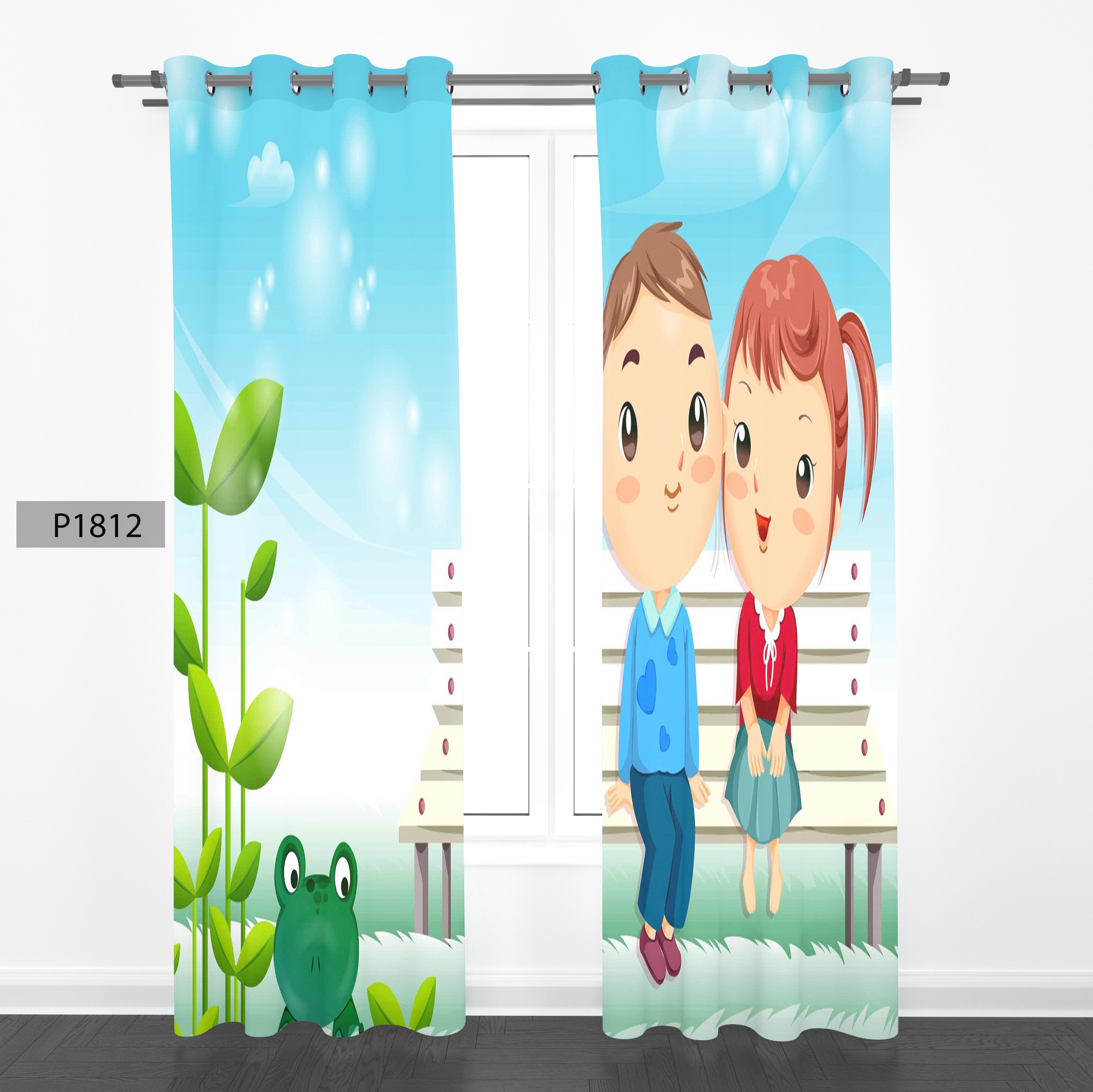 پرده هازان چاپی دو قواره دوخته شده پانچ شده هر قواره عرض 140ارتفاع190کد1812