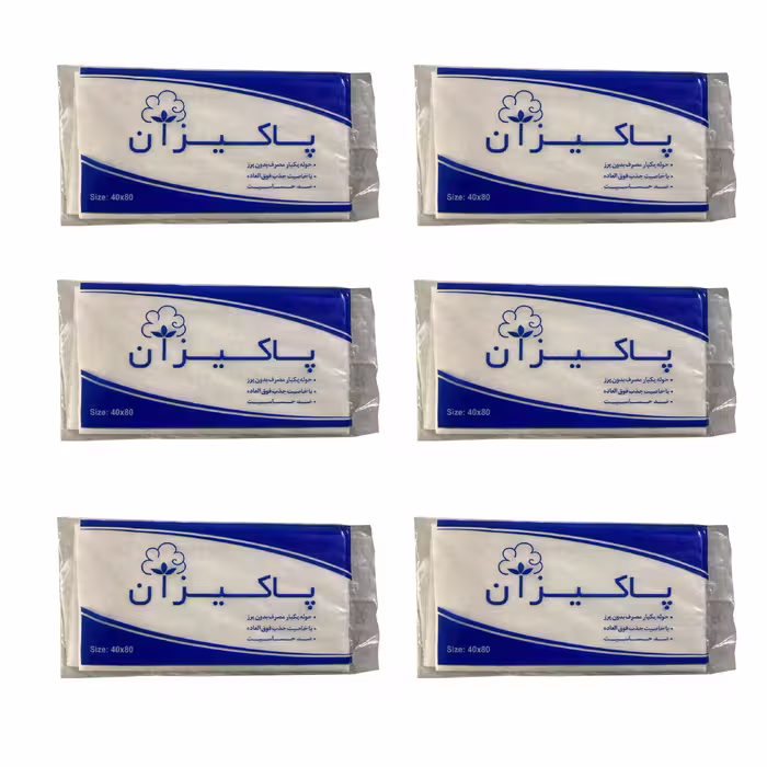 حوله یکبار مصرف پاکیزان مدل AB سایز 40x80 سانتی‌ متر بسته 6عددی