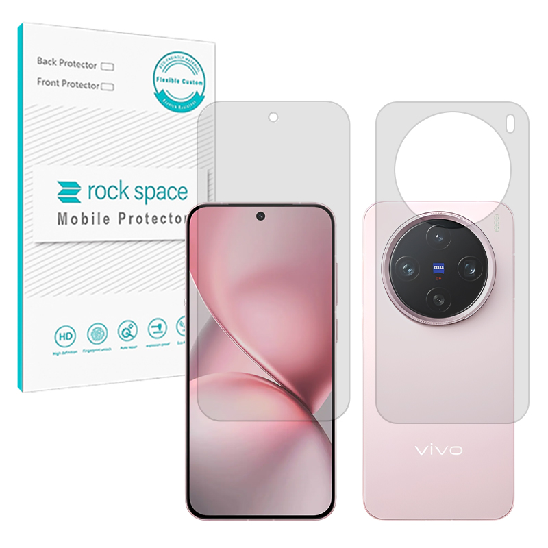 گلس صفحه نمایش و پشت گوشی ویوو X200 Pro mini مدل نانو هیدروژل شفاف برند راک اسپیس کد SS