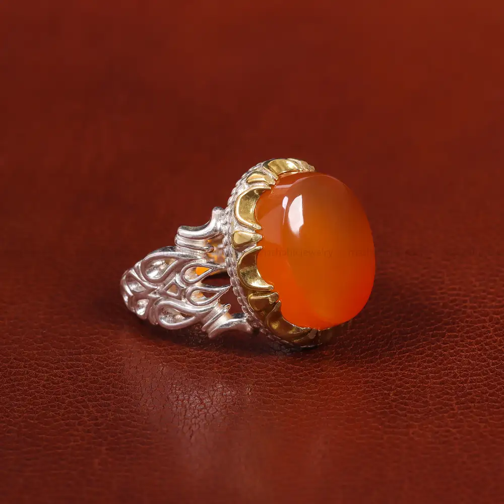 انگشتر عقیق یمن مردانه کد 23876 - جواهری مشاهیر