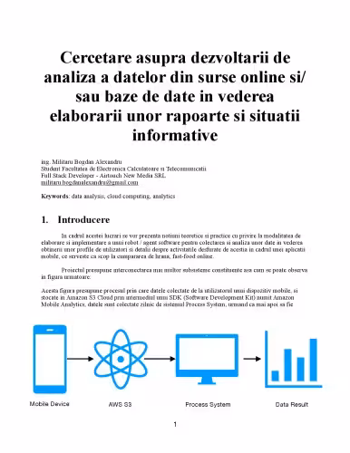 خرید و دانلود نسخه کامل کتاب Cercetare asupra dezvoltarii de analiza a datelor din surse online si/ sau baze de date in vederea elaborarii unor rapoarte si situatii informative
