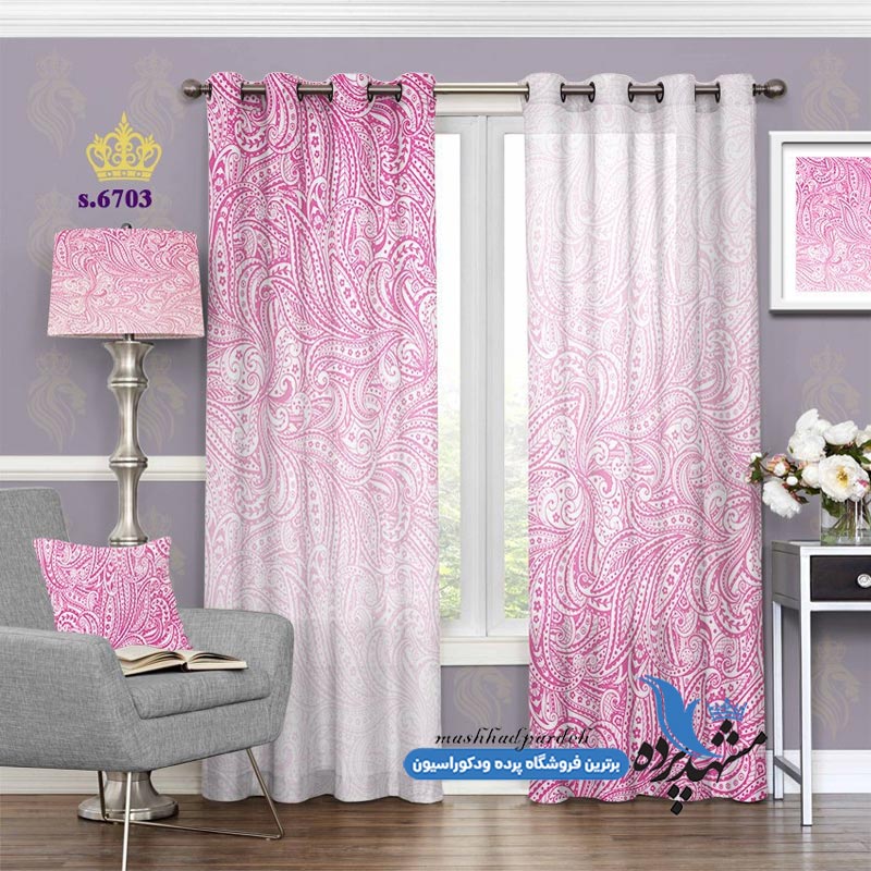 پرده پانچ اسلیمی طرح بته جقه زمینه رنگی کد s-6703
