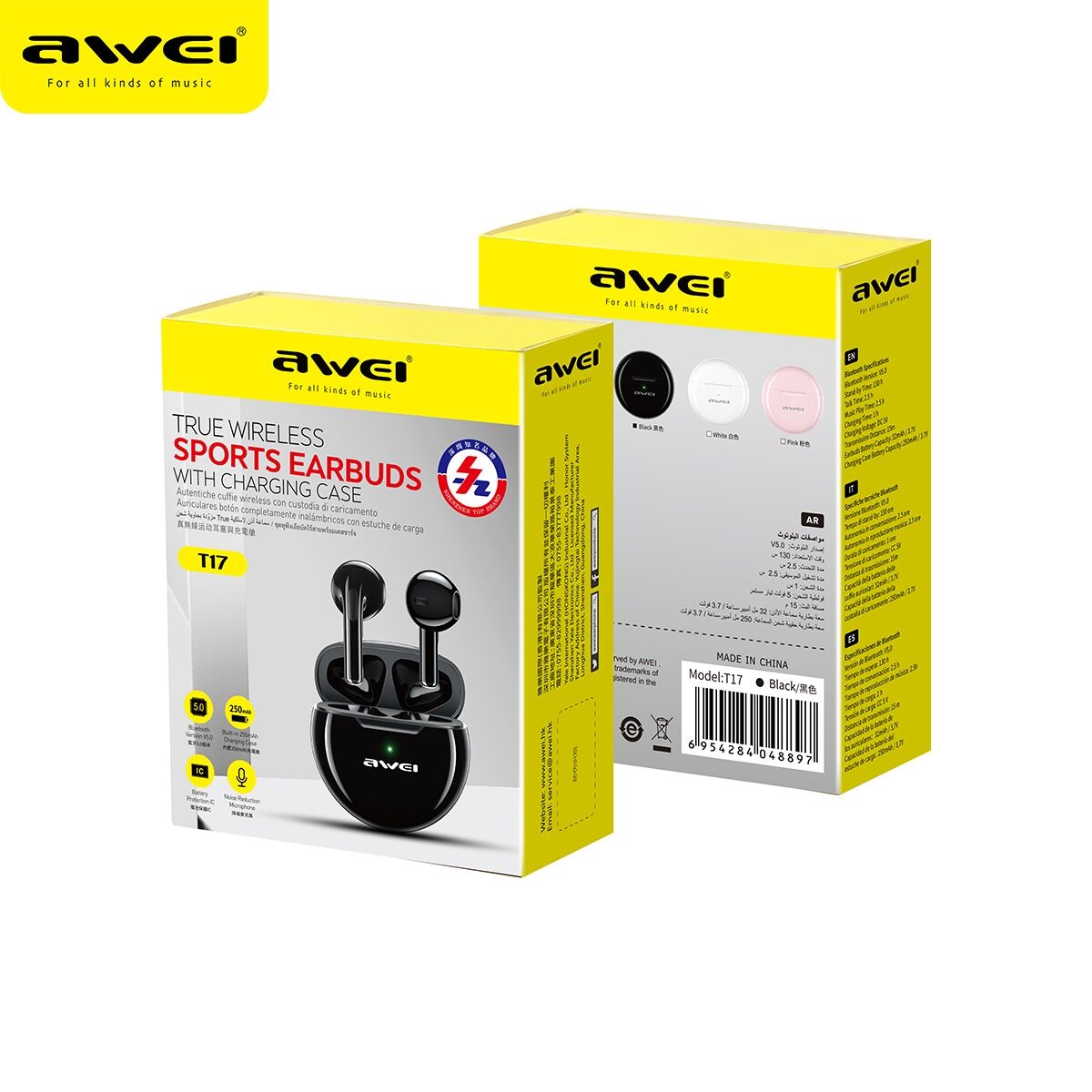 هدست بلوتوث آوی مدل Awei T-17 Earbuds