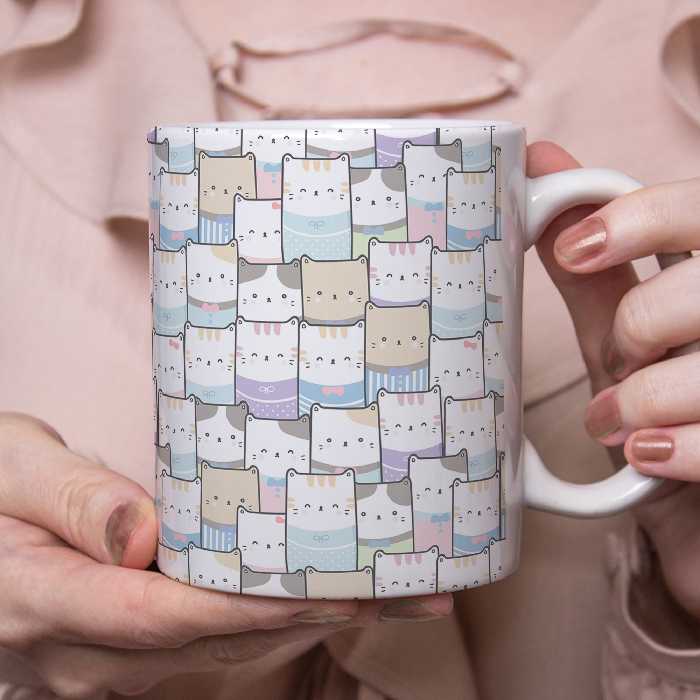 ماگ طرح ست گربه‌های رنگی