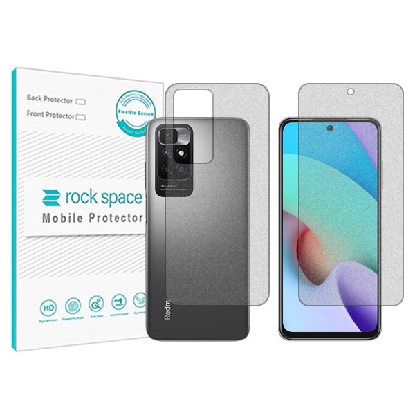 گلس صفحه نمایش و پشت گوشی شیائومی Redmi 10 مدل نانو هیدروژل مات برند راک اسپیس کدSS