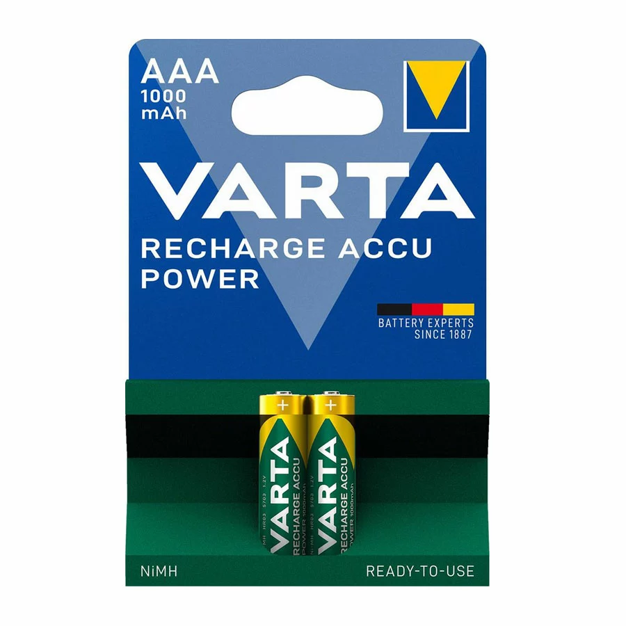 باتری نیم قلمی قابل شارژ وارتا Accu 1000 بسته 2 عددی