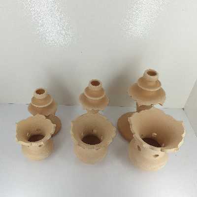  شمعدان سفالی خام مدل لب کمانی کد SH102 مجموعه سه عددی