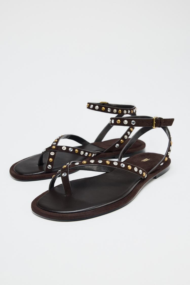 صندل زنانه زارا BEADED LEATHER SANDALS | تهران زارا TehranZara