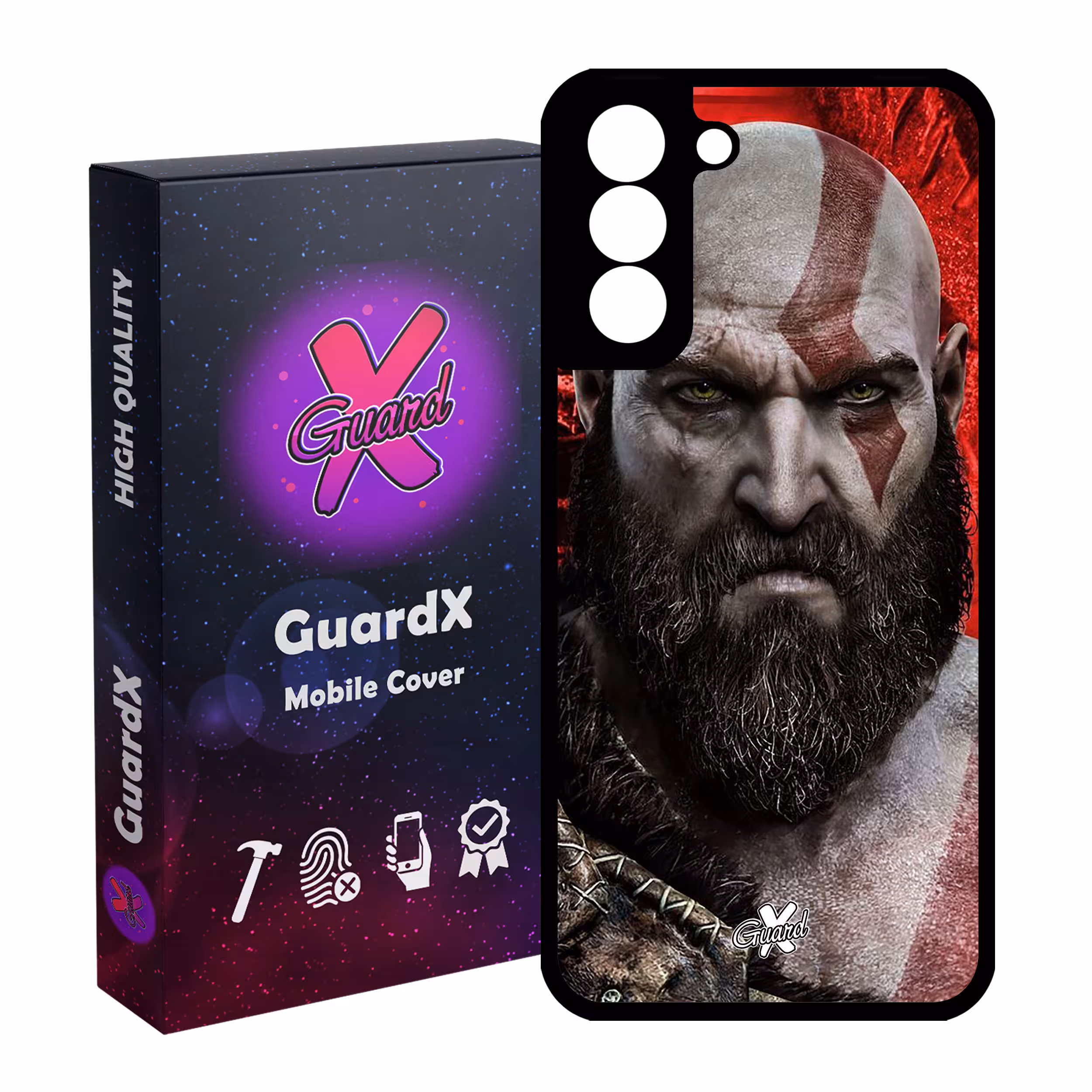 کاور گارد ایکس طرح God of War مدل Glass10035 مناسب برای گوشی موبایل سامسونگ Galaxy S21 FE
