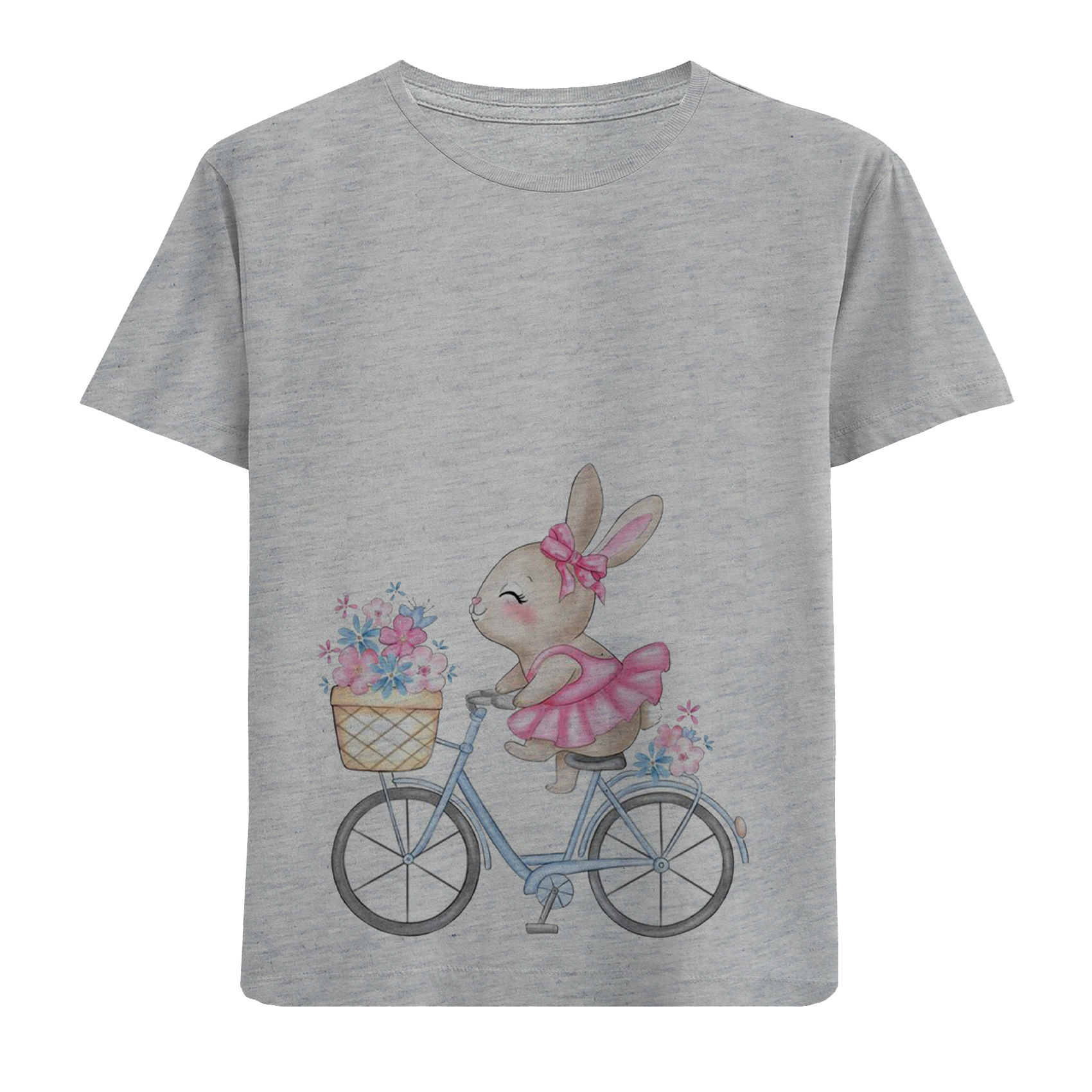 تی شرت آستین کوتاه بچگانه مدل دوچرخه و گل D259