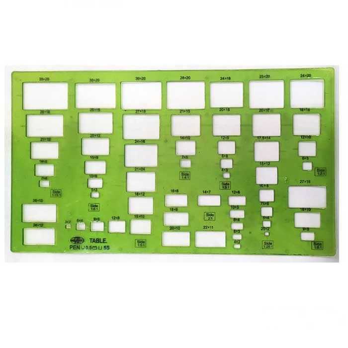 شابلون مستطیل TABLE بسته 24 عددی