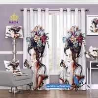 پرده پانچ دخترانه طرح تاج گل کد s-6174