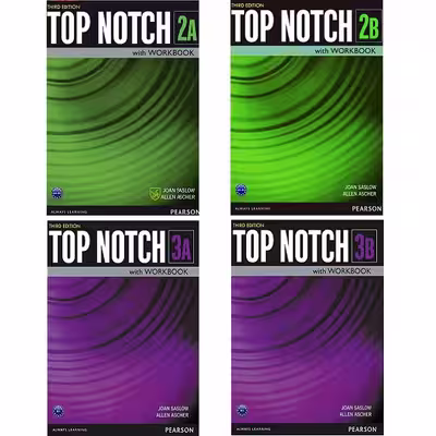 کتاب Top Notch Third Edition اثر Joan Saslow &amp; Allen Ascher انتشارات Longman, Pearson چهار جلدی