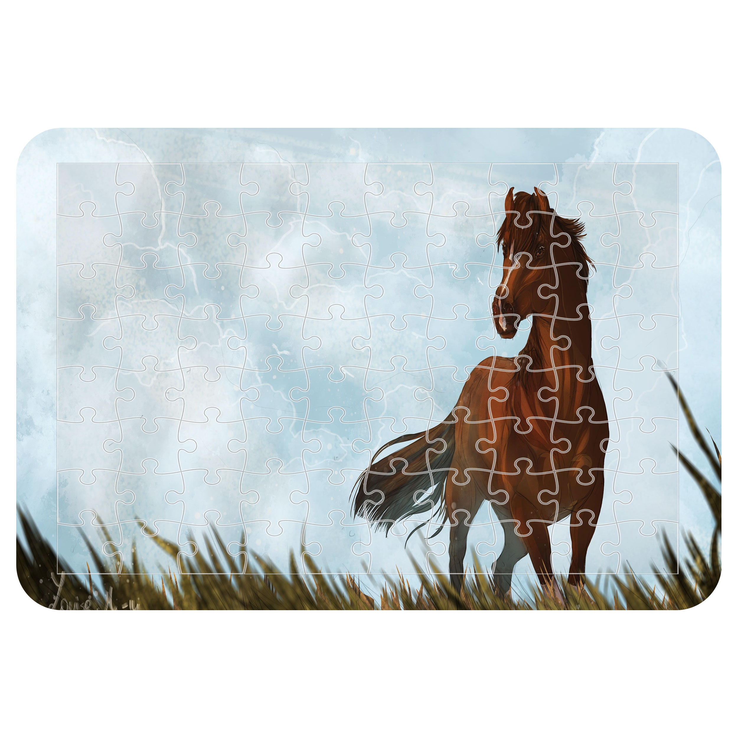 پازل 54 تکه اطلس آبی طرح نقاشی اسب  مدل P1620